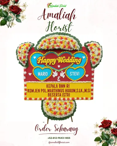 Karangan Papan Bunga Pernikahan di Paramount Petals